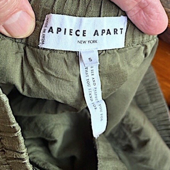 $265 APIECE APART Trail Linen Shorts in Olive EUC/sz S - Picture 13 of 15